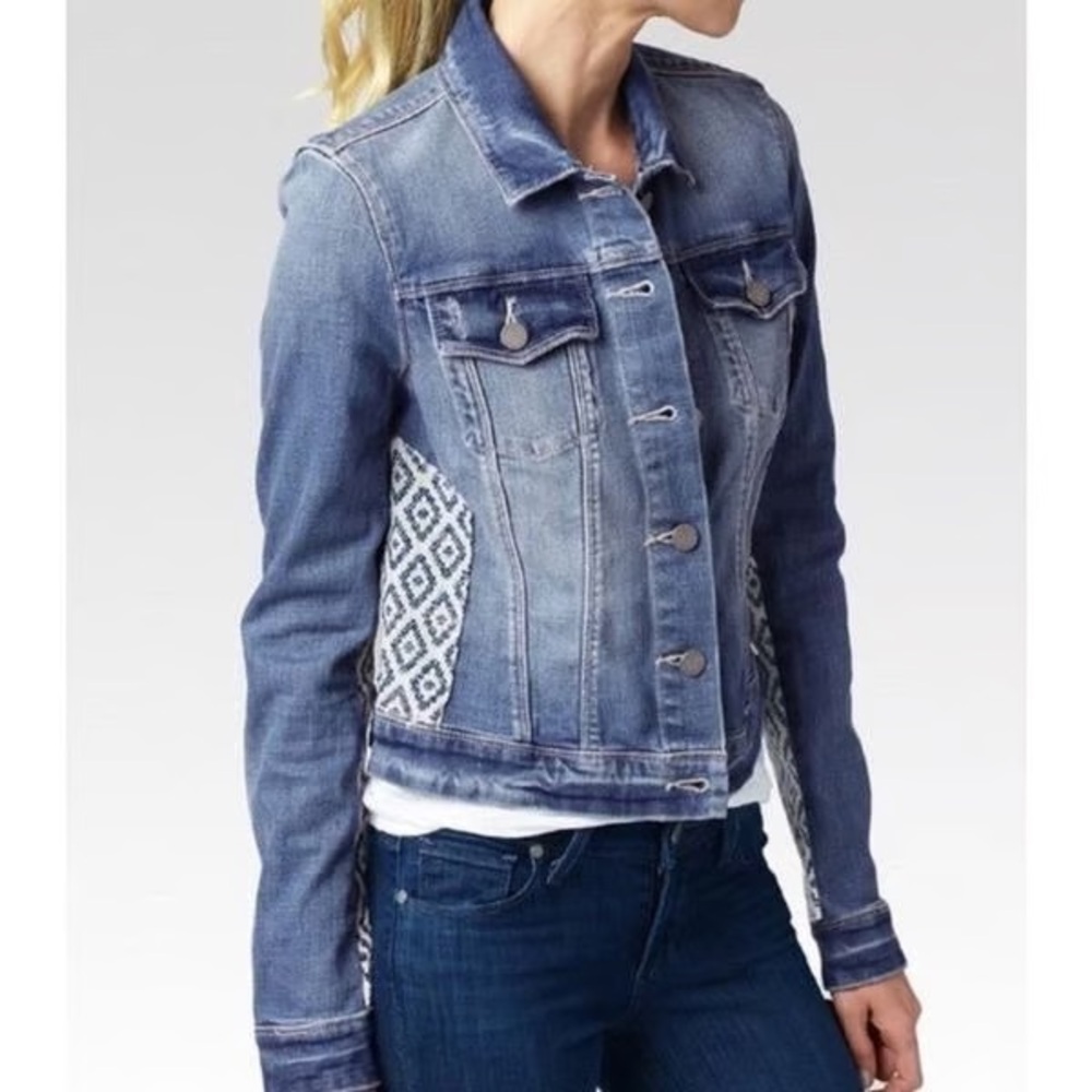 Paige Mosaic Tile Vermont Raffia Jean Denim Aztec Straw Western Jacket